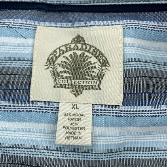 Paradise Collection Mens Striped Button-Up Shirt XL Modal Long Sleeve 5859 - Picture 3 of 7